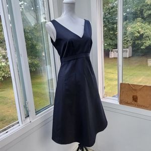 GAP Black Taffeta Empire Waist Sleeve V-Neck Maternity Fit & Flare Midi Dress